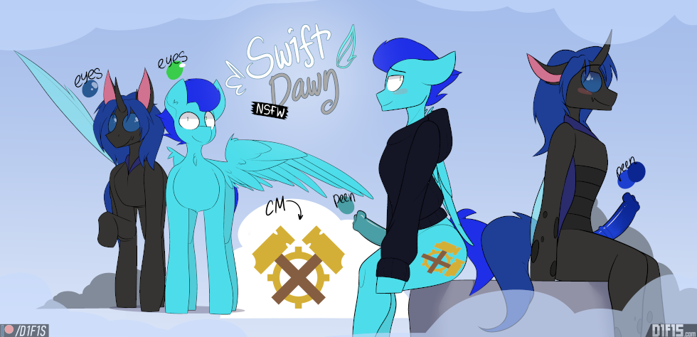 Adult secondary reference sheet for Swift Dawn showing his preferred disguise