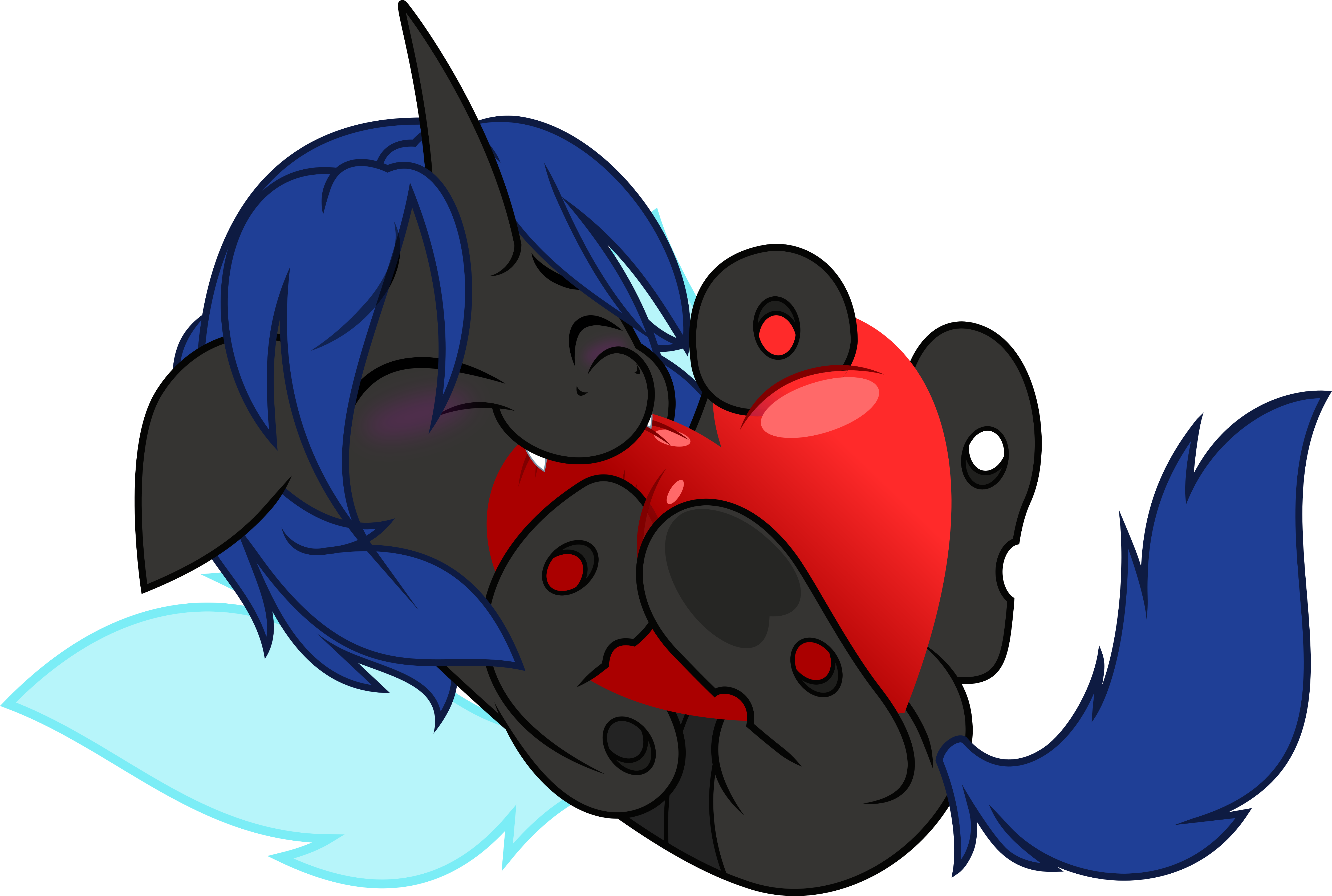 Swift Dawn smiling and hugging a red heart