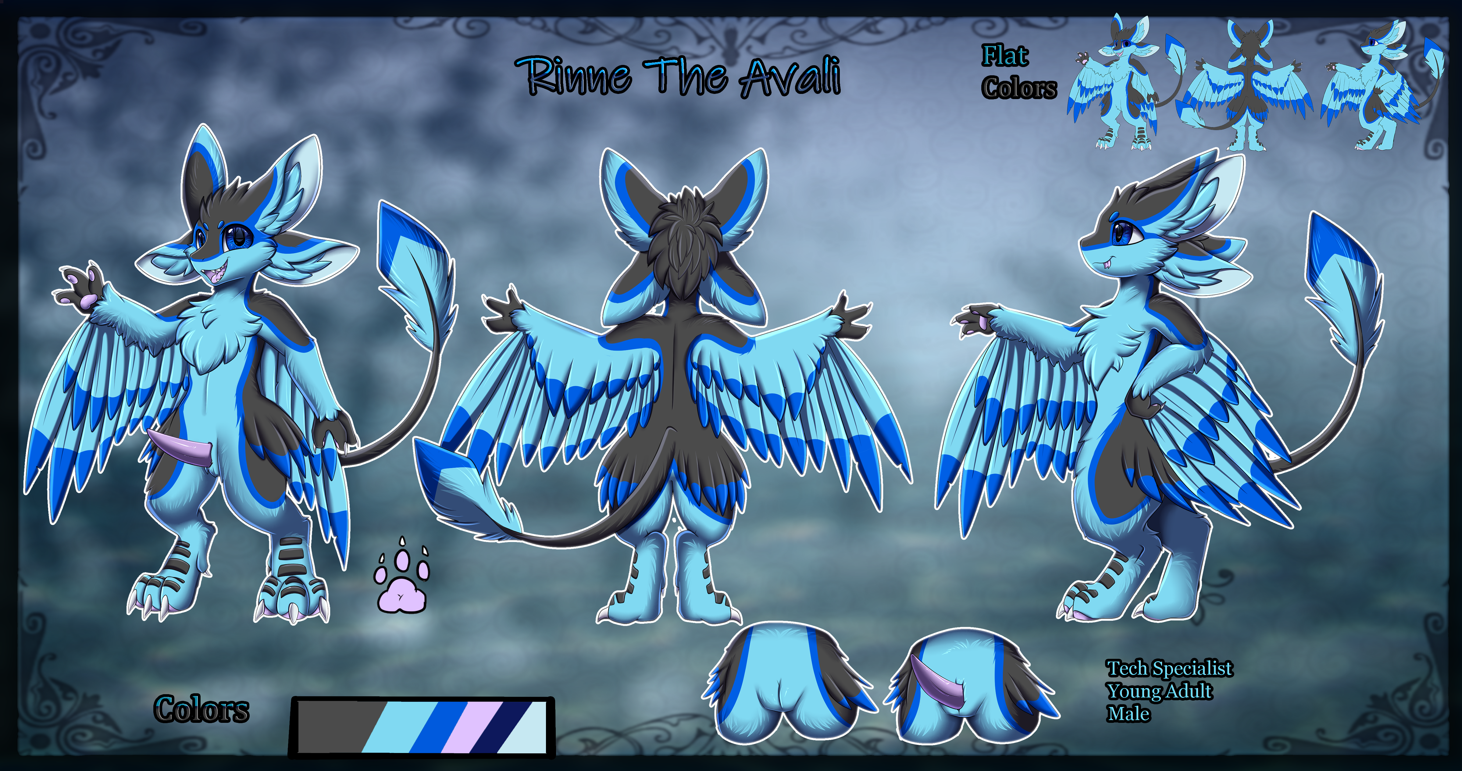 Adult primary reference sheet for Rinne the Avali by Pridark