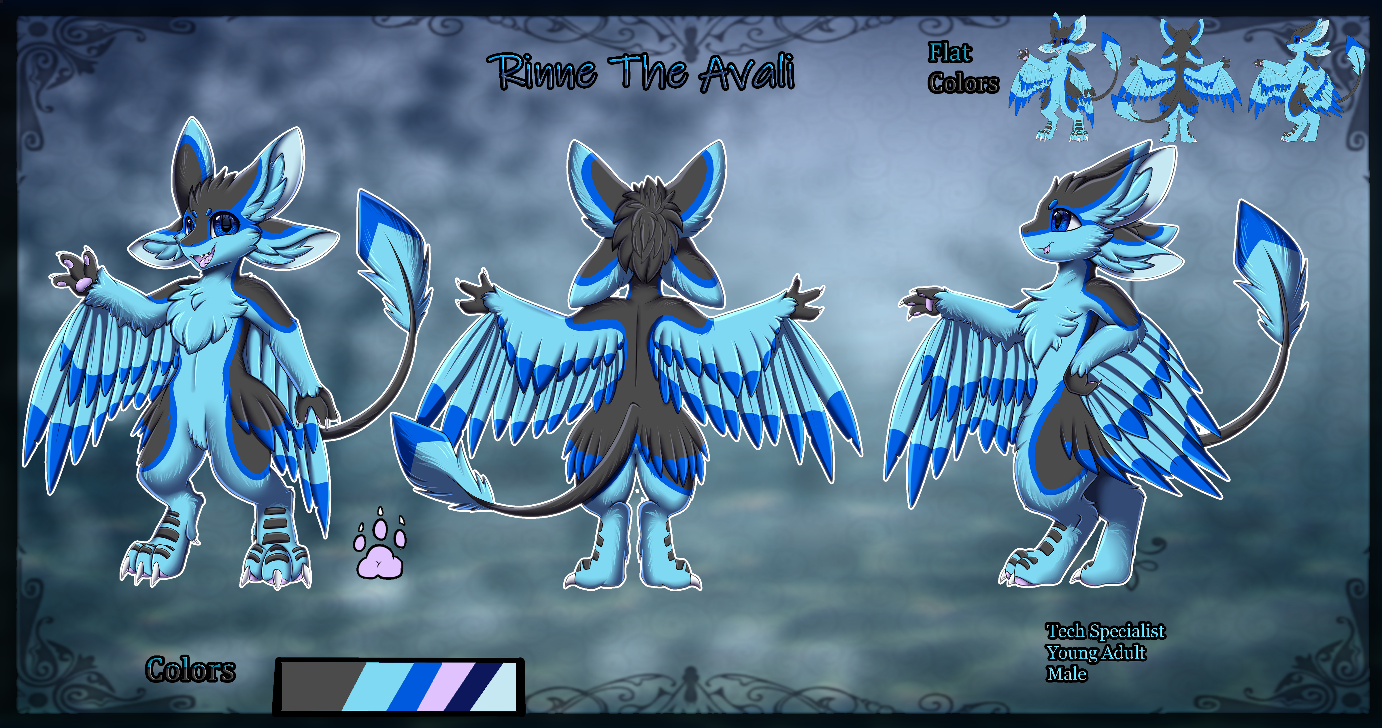 Primary reference sheet for Rinne the Avali by Pridark